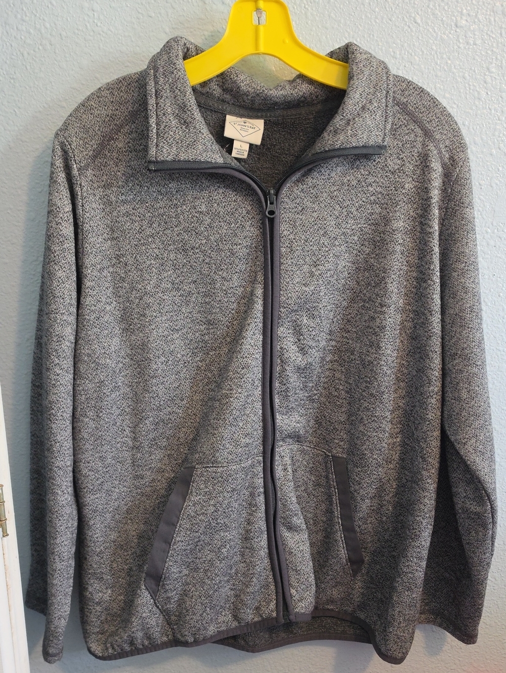 St. John's Bay Gray Full-Zip Quarter Collar Sweater Jacket